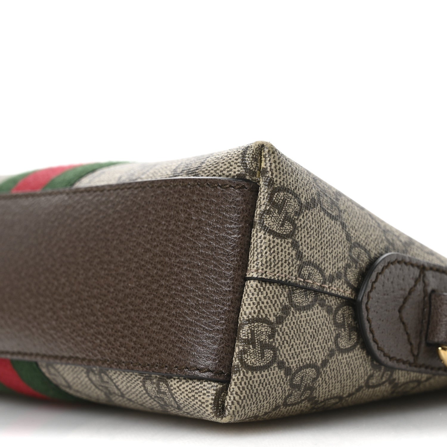 Gucci GG Supreme Monogram Textured Dollar Calfskin Web Small Ophidia Dome Shoulder Bag Beige Ebony New Acero 10 of 11