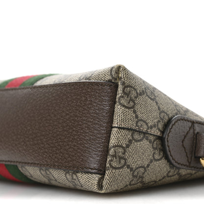 Gucci GG Supreme Monogram Textured Dollar Calfskin Web Small Ophidia Dome Shoulder Bag Beige Ebony New Acero 10 of 11
