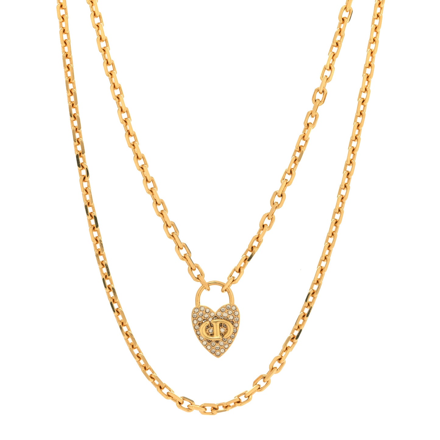 Crystal Heart Necklace Gold