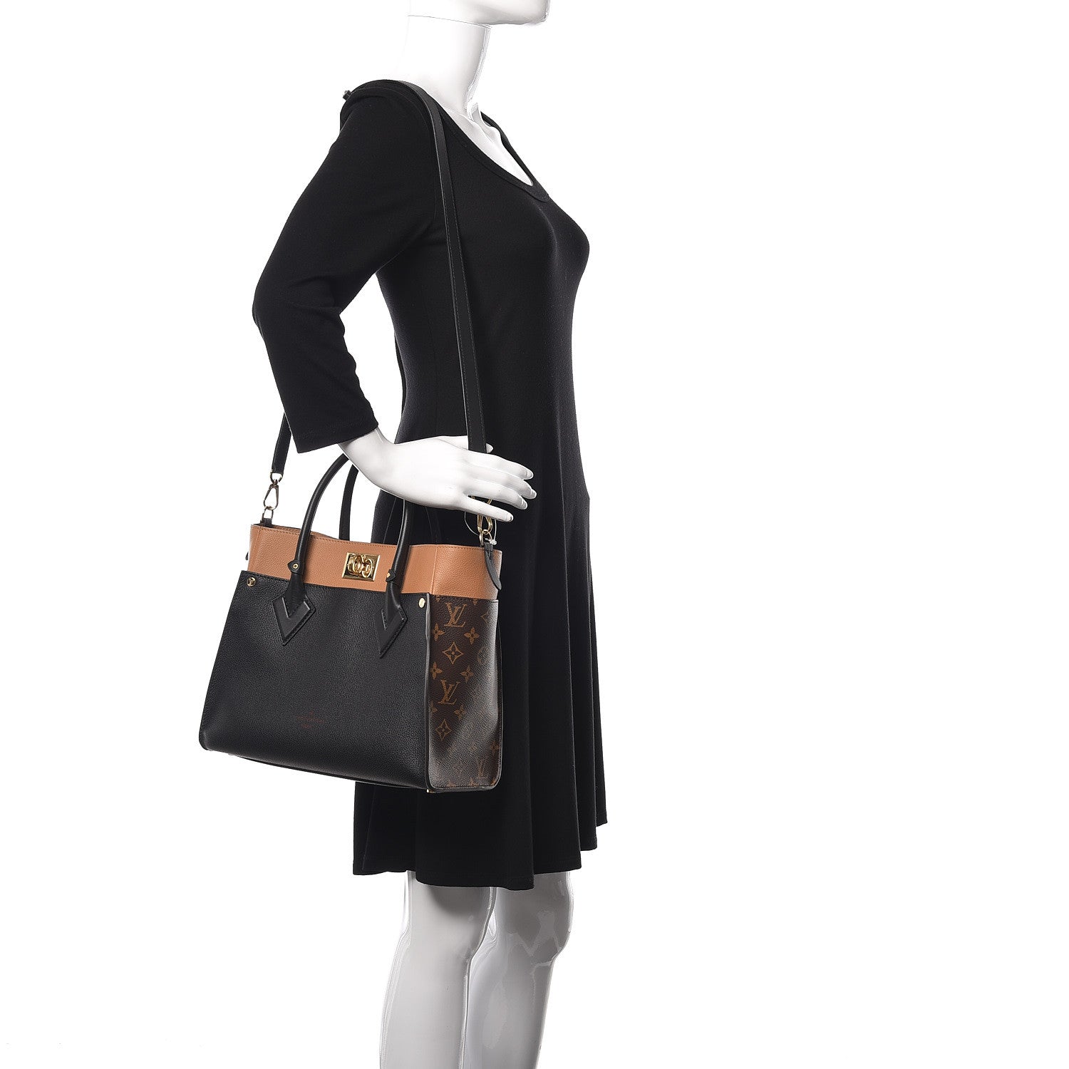 Louis Vuitton Calfskin Monogram On My Side Black 2 of 9