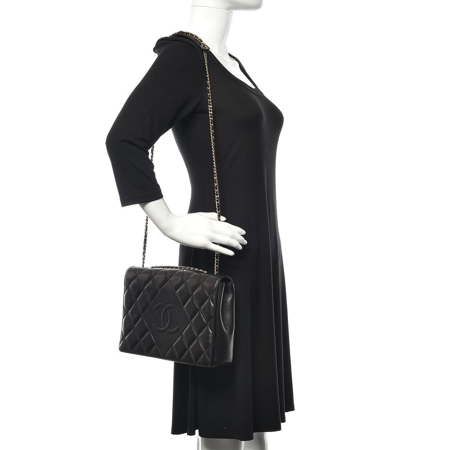 Chanel Lambskin Quilted Medium Diamond CC Flap Black 2 of 20