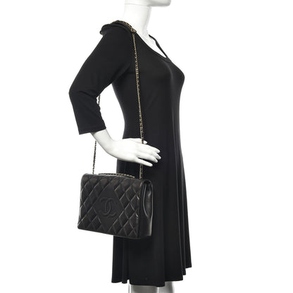 Chanel Lambskin Quilted Medium Diamond CC Flap Black 2 of 20