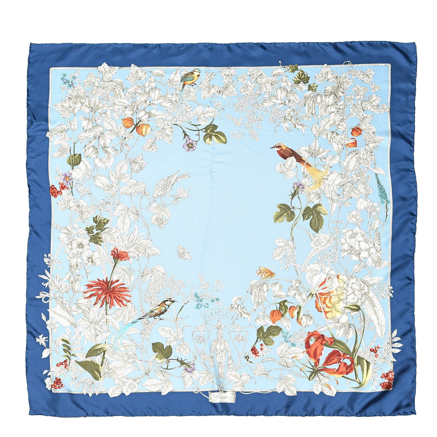 Gucci Silk Twill Wondergardenia Square Scarf Bluette 1 of 3