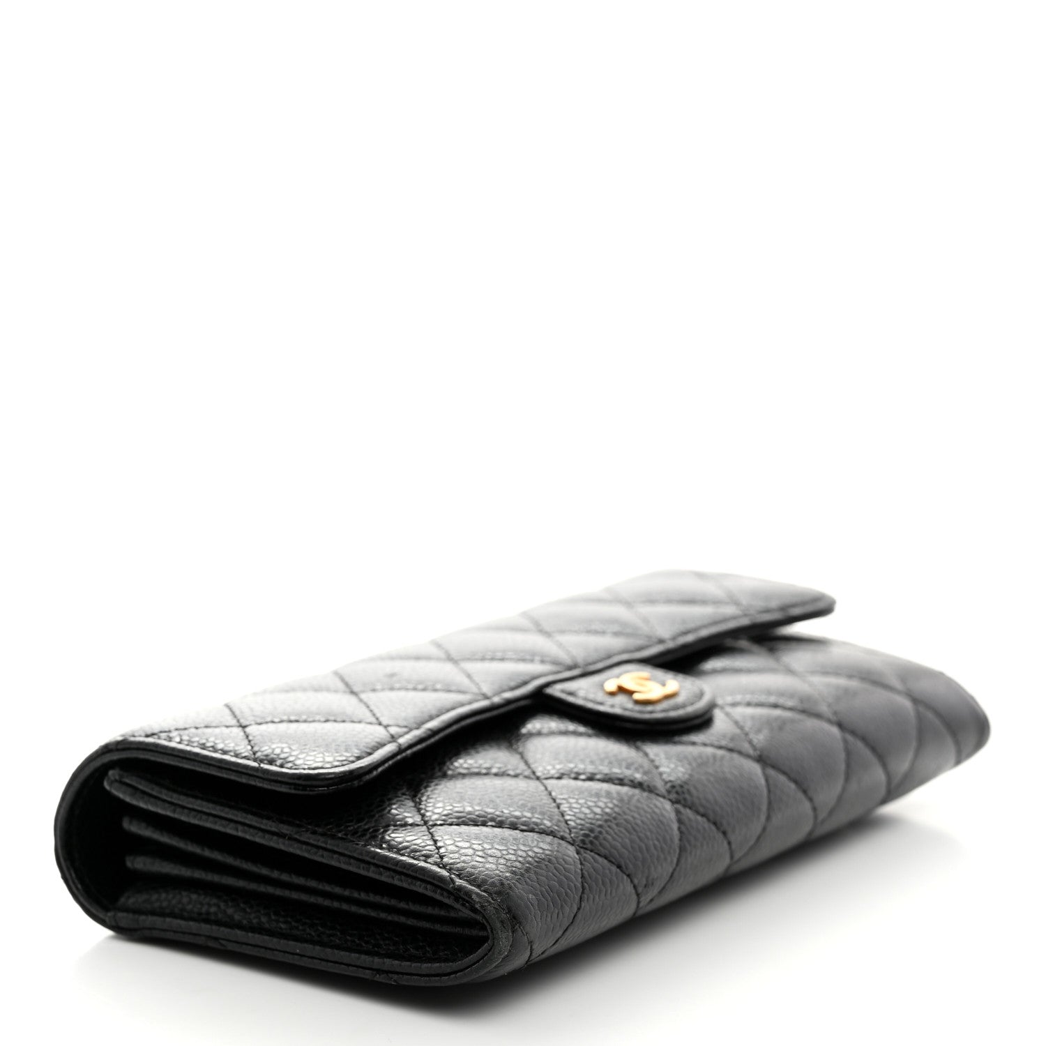 Chanel Caviar Quilted Large Gusset Flap Wallet Black 10 of 14