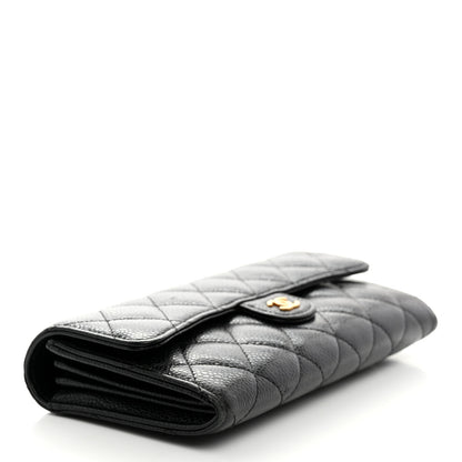 Chanel Caviar Quilted Large Gusset Flap Wallet Black 10 of 14