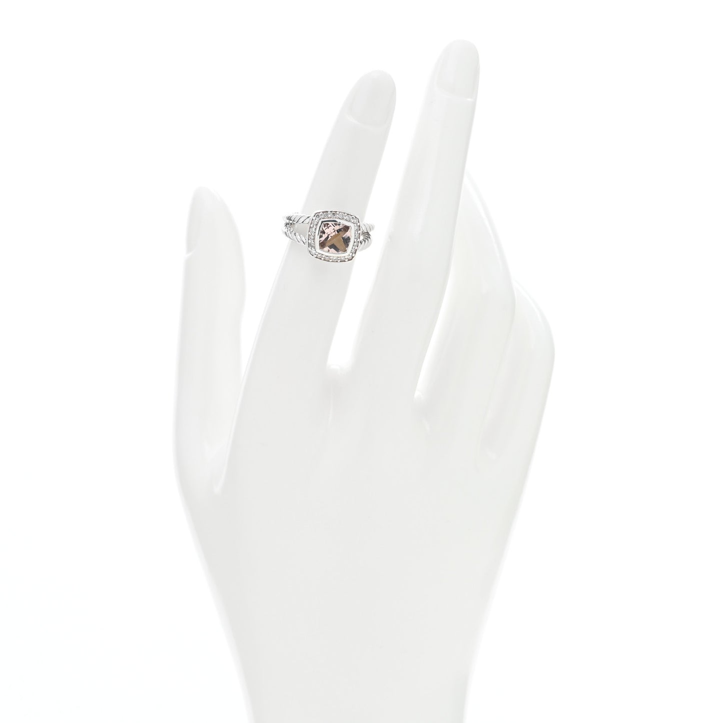 Sterling Silver Diamond Morganite 7mm Petite Albion Ring 48 4.5