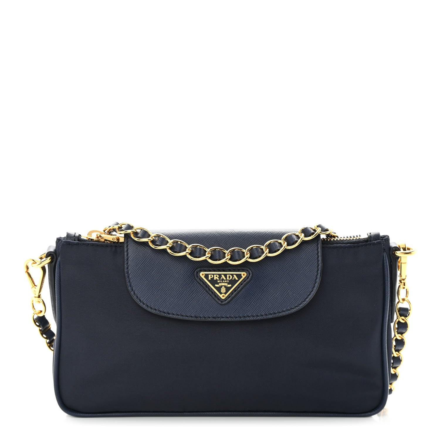 Prada Tessuto Nylon Saffiano Crossbody Bag Bleu 1 of 12