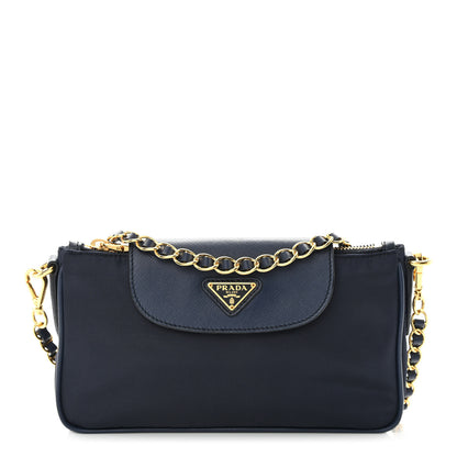 Prada Tessuto Nylon Saffiano Crossbody Bag Bleu 1 of 12