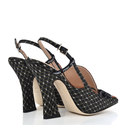 Fendi Fabric Jacquard Ffreedom Slingback Pumps 38.5 4 of 10