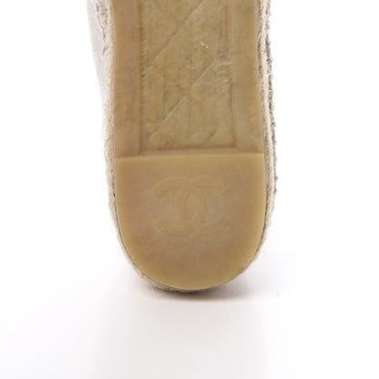 Chanel Linen CC Espadrilles 38 Beige Black 8 of 10