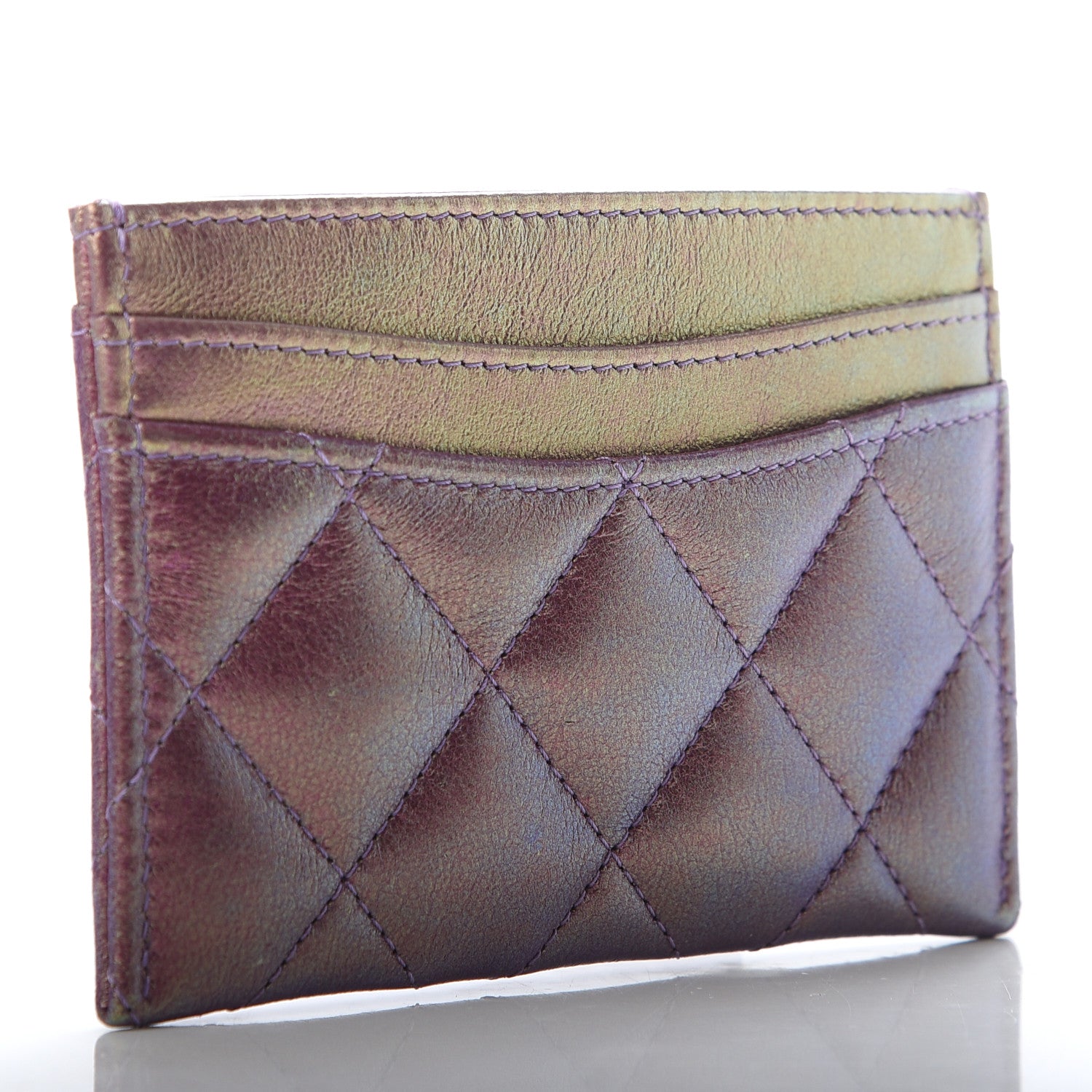 Chanel Iridescent Lambskin Quilted Card Holder Purple 3 of 7