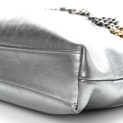 Chanel Metallic Crumpled Calfskin Chain 20s Signe Tote Silver 10 of 10