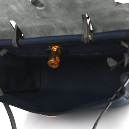 Hermes Military Toile Vache Hunter Herbag Zip Retourne 31 PM Bleu Indigo 4 of 8