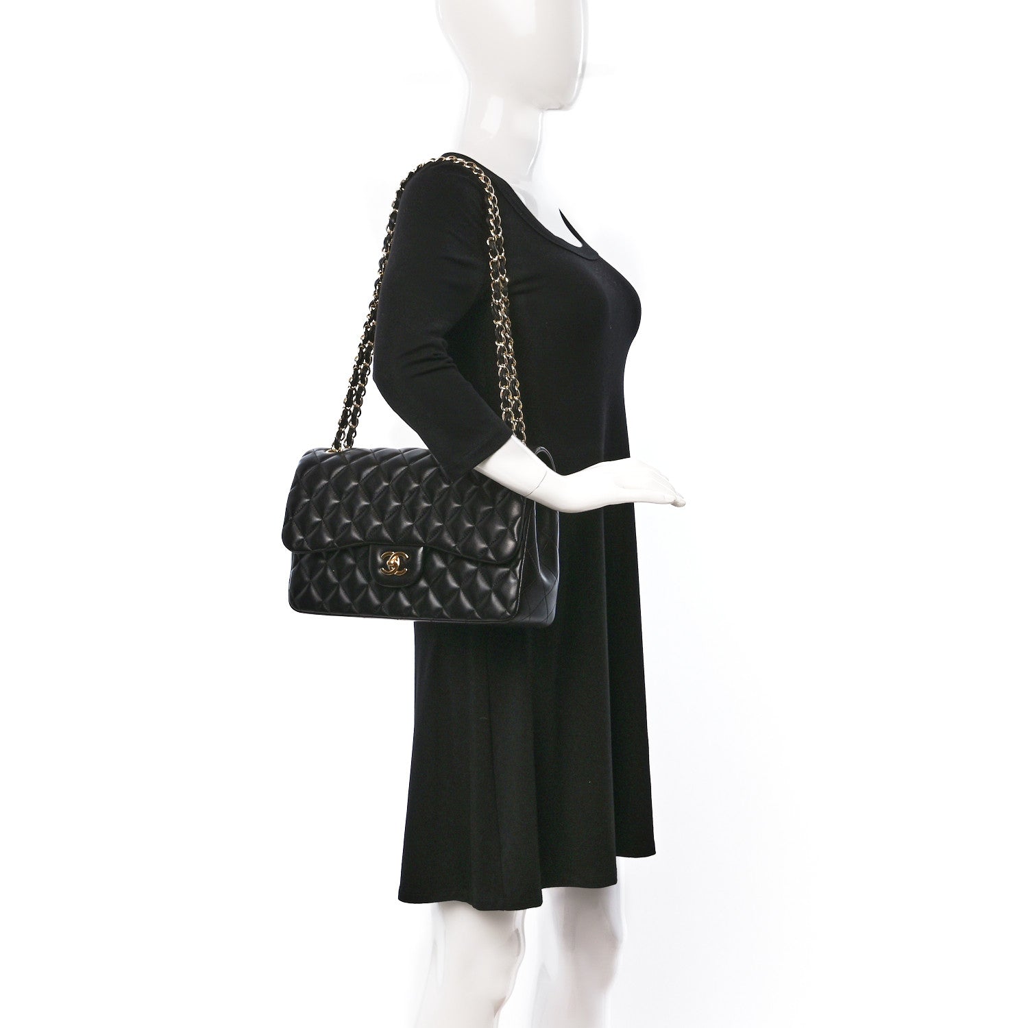 Chanel Lambskin Quilted Jumbo Double Flap Black 2 of 10