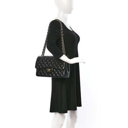 Chanel Lambskin Quilted Jumbo Double Flap Black 2 of 10