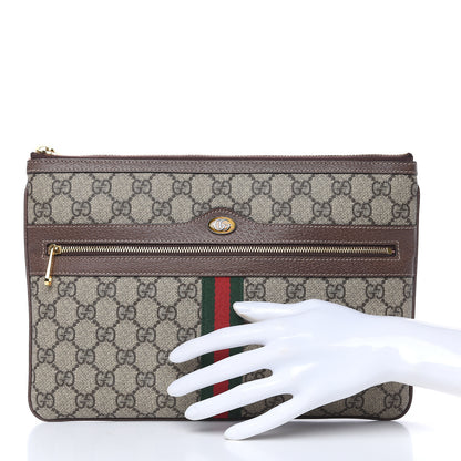 Gucci GG Supreme Monogram Large Ophidia Pouch Clutch Brown 2 of 10