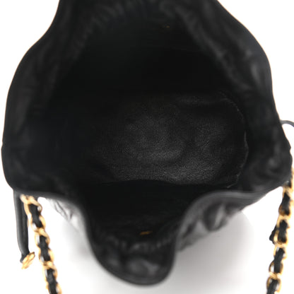 Chanel Lambskin Quilted Drawstring Shoulder Bag Black 5 of 12