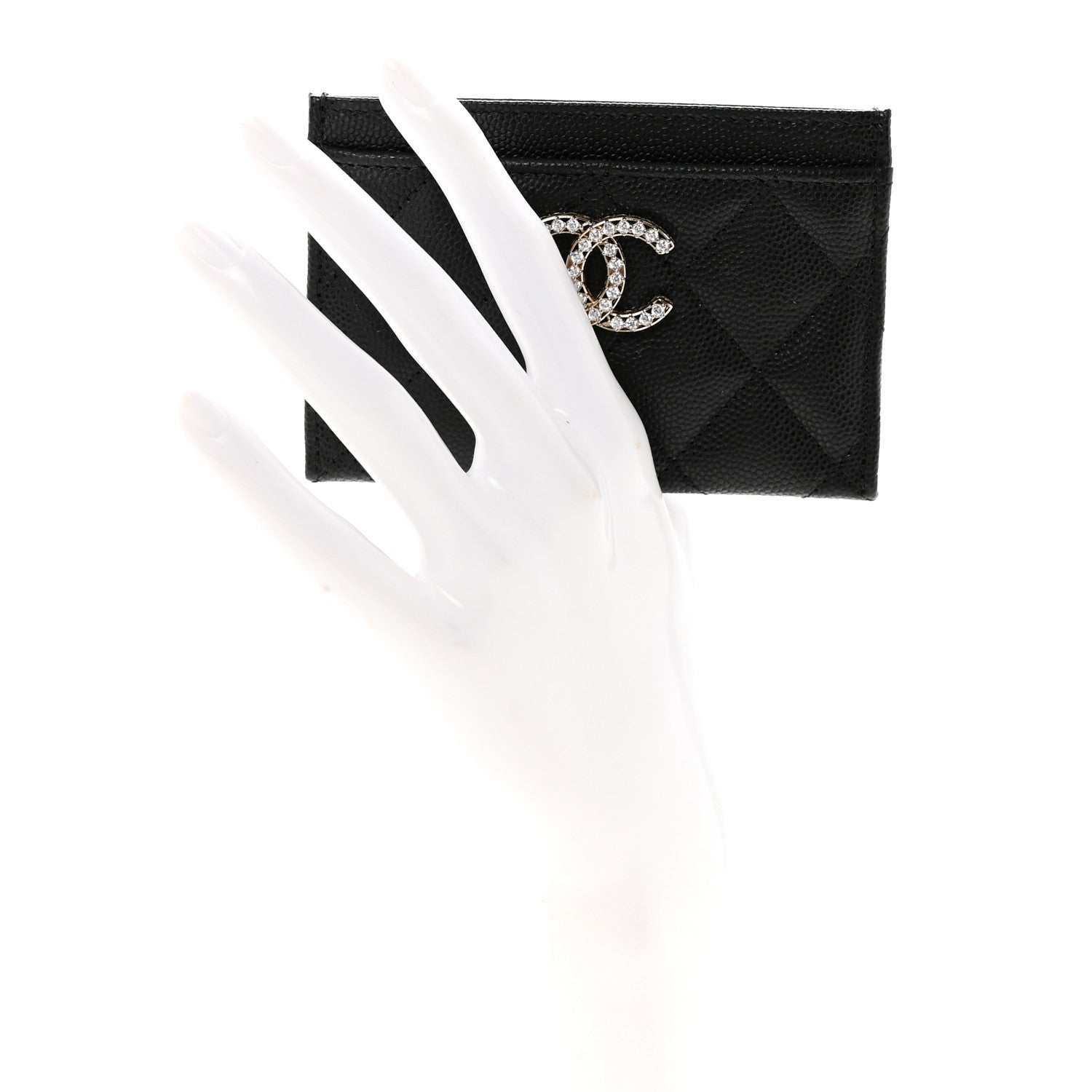 Chanel Caviar Quilted Crystal Card Holder Black 2 of 8