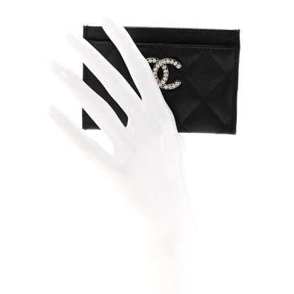 Chanel Caviar Quilted Crystal Card Holder Black 2 of 8