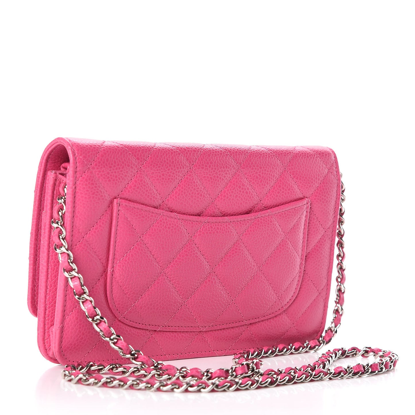 Caviar Quilted Wallet on Chain WOC Pink