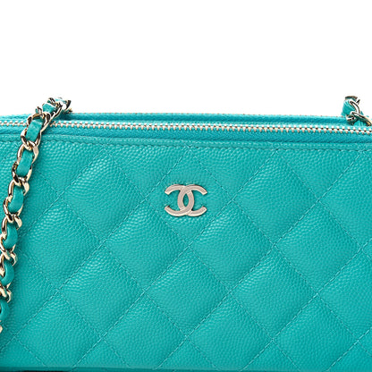 Chanel Caviar Quilted Small Clutch With Chain Turquoise 11 of 12