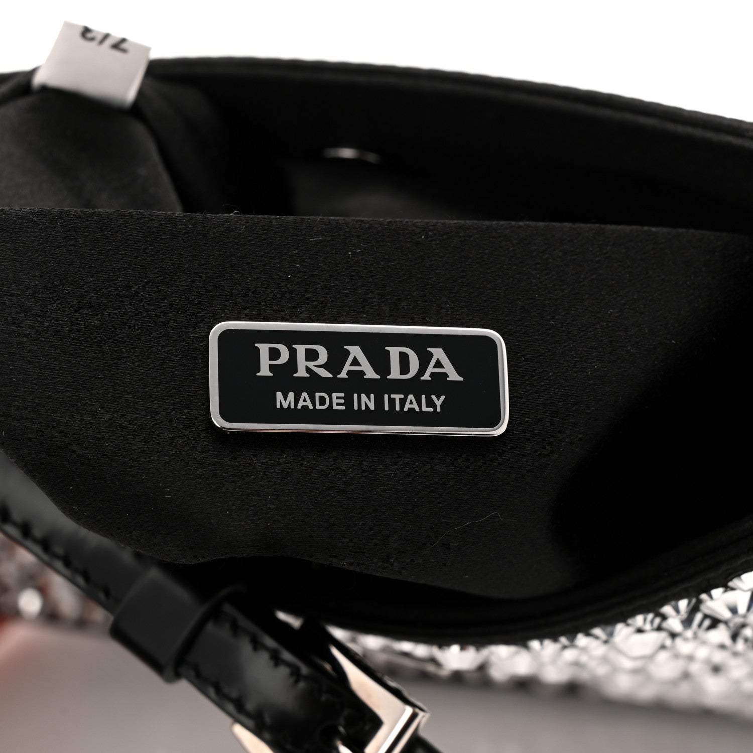 Prada Satin Crystal Cleo Adjustable Strap Shoulder Bag Metal 6 of 11