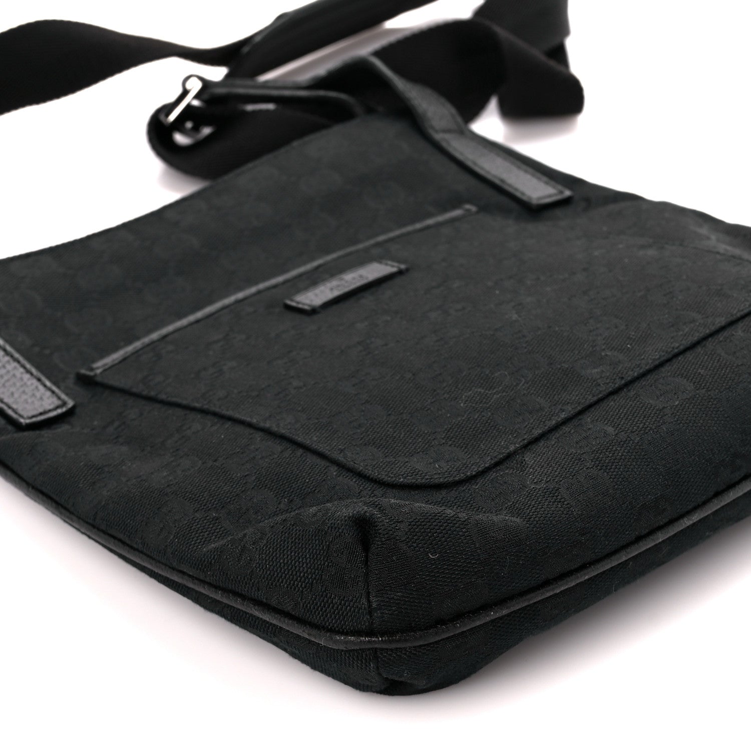 Gucci Monogram Flat Messenger Bag Black 11 of 12
