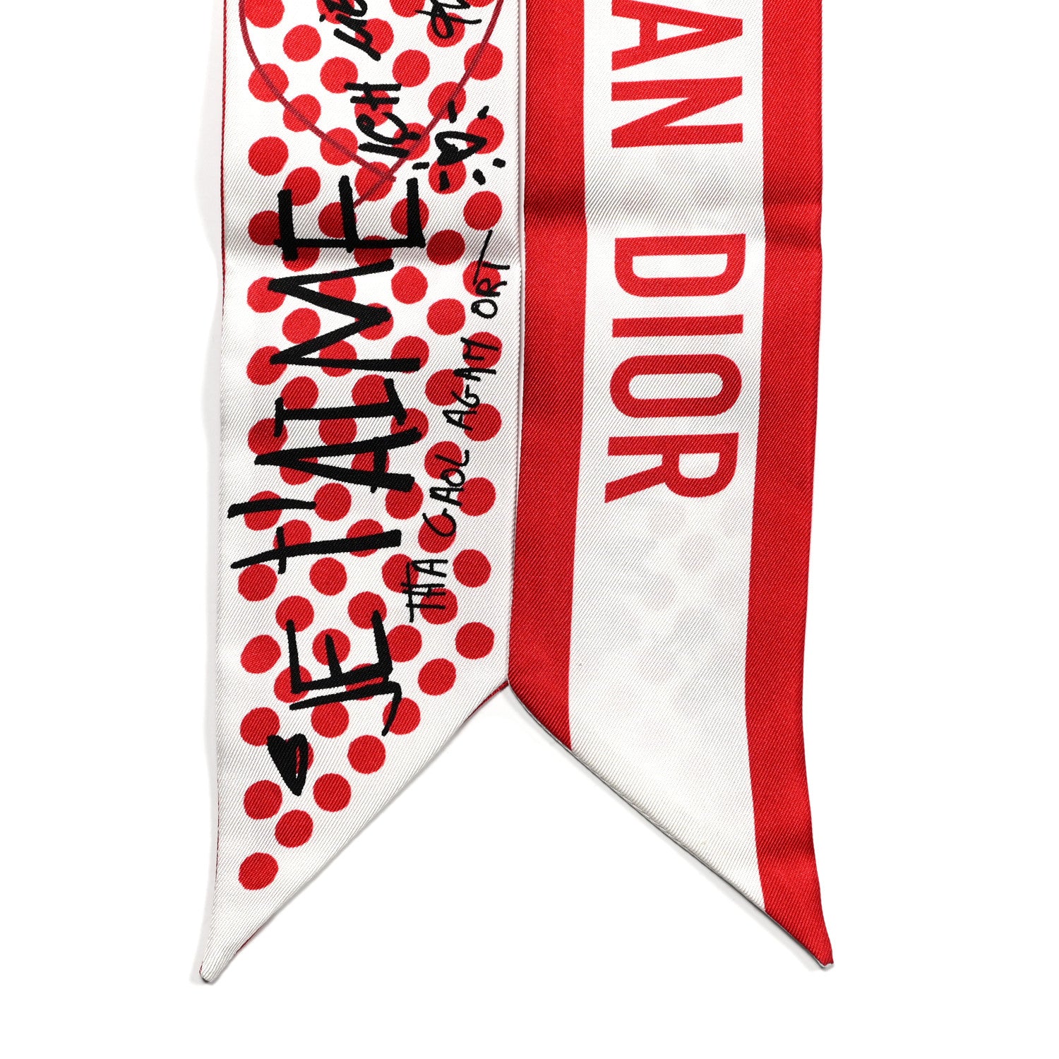 Christian Dior Silk Dots Dioramour Mitzah Scarf White Red 2 of 4