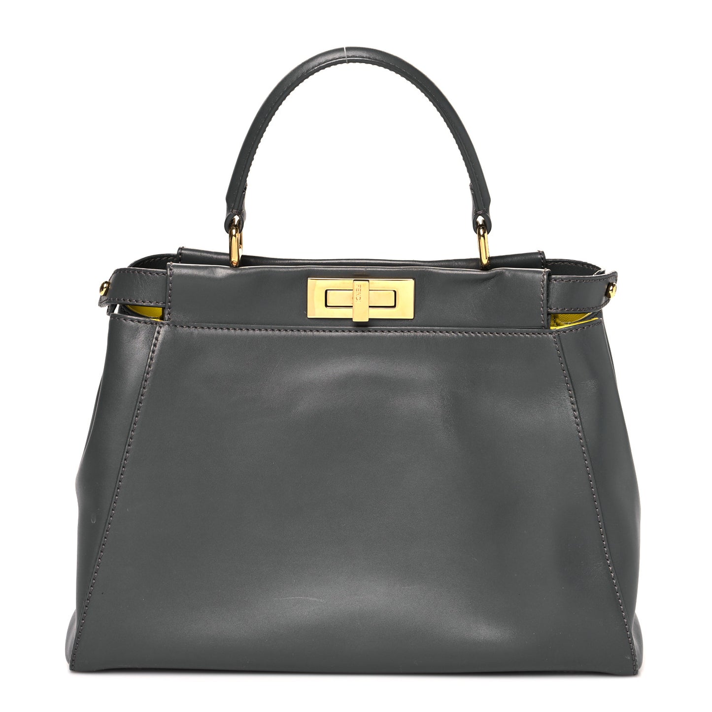 Vitello Morgan Shiny Nappa Medium Peekaboo Iconic Satchel Piombo Lime