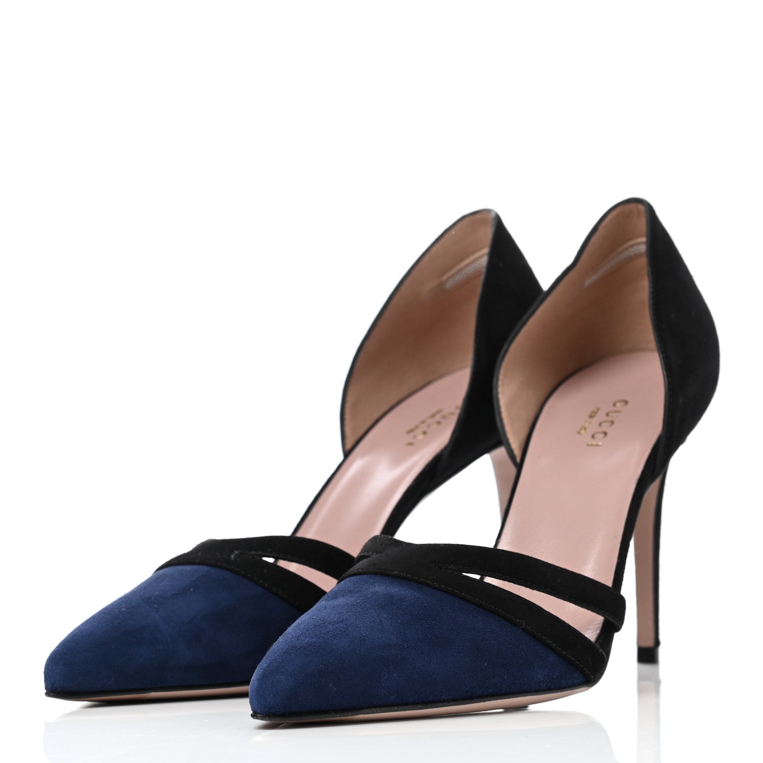 Gucci Suede Pumps 37 Black Blue 3 of 7