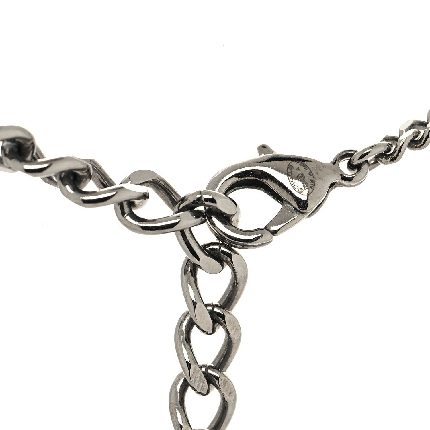 Chanel Ruthenium Crystal Pearl CC Necklace 4 of 5