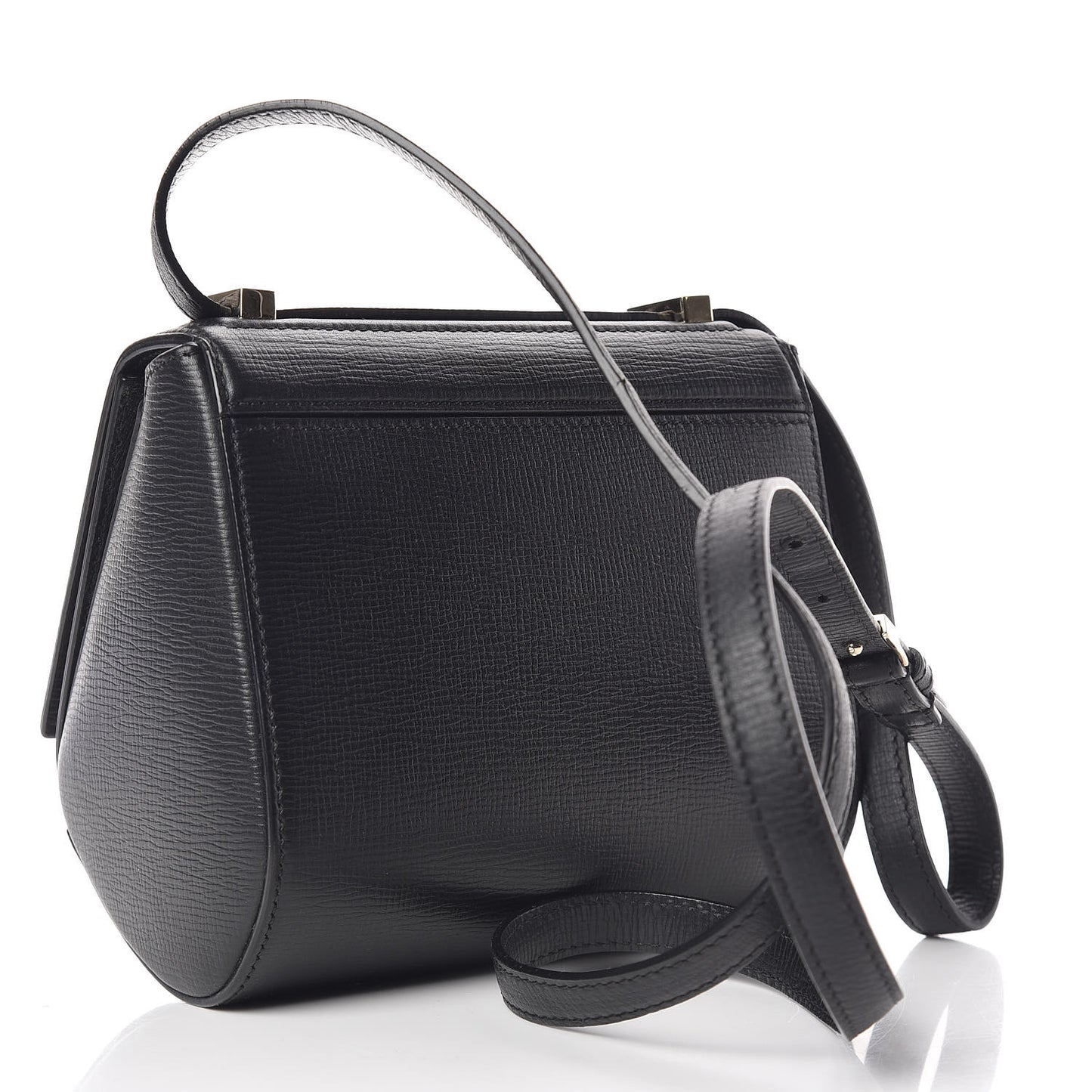Textured Calfskin Mini Pandora Box Crossbody Bag Black