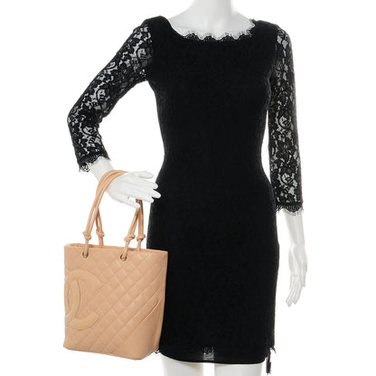 Chanel Calfskin Quilted Small Cambon Tote Beige 2 of 8
