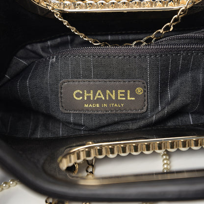 Chanel Lambskin Quilted Westminster Pearls Convertible Tote Black 6 of 10