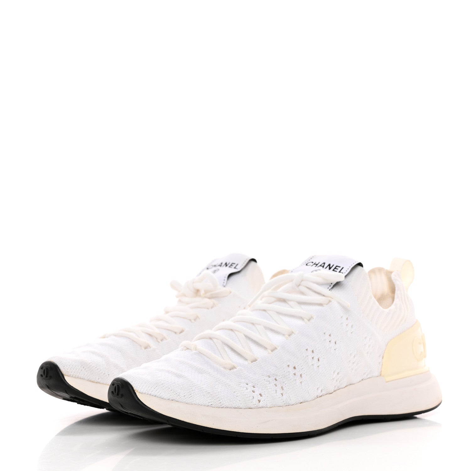 Chanel Fabric Logo Sneakers 37.5 White 3 of 14