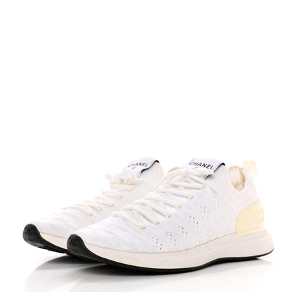 Chanel Fabric Logo Sneakers 37.5 White 3 of 14