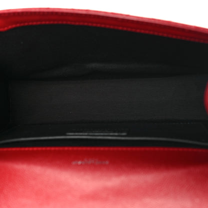 Saint Laurent Grain De Poudre Textured Mixed Matelasse Triquilt Medium Monogram Satchel New Red 5 of 9