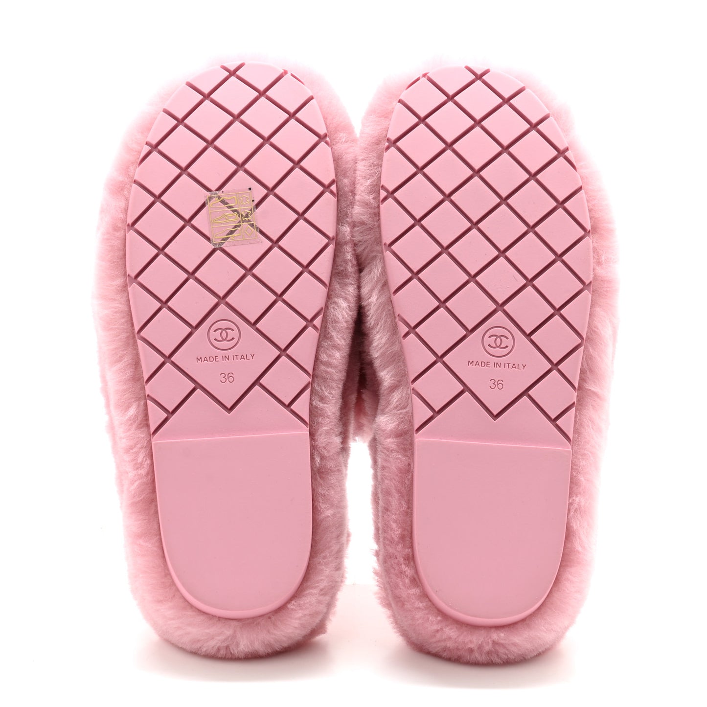 Shearling Lambskin CC Flat Mules 36 Pink