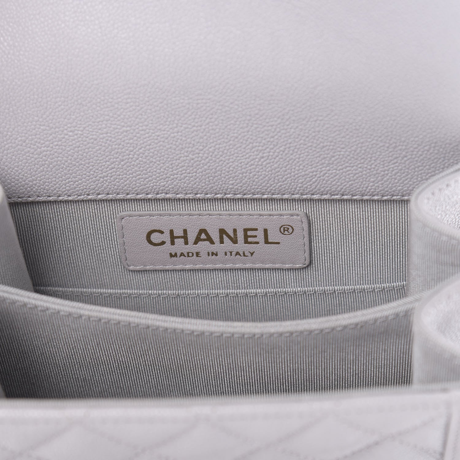 Chanel Caviar Quilted North South Boy Flap Light Grey 6 of 11