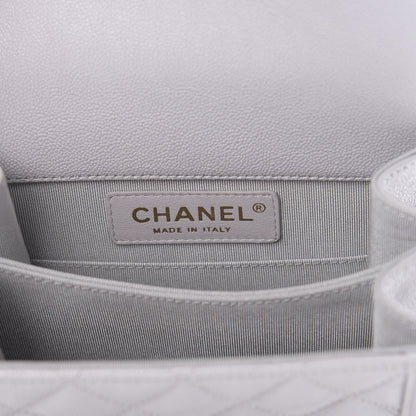 Chanel Caviar Quilted North South Boy Flap Light Grey 6 of 11