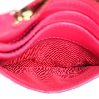 Chanel Patent Chevron Quilted Boy Zip Card Holder Neon Pink 7 of 11