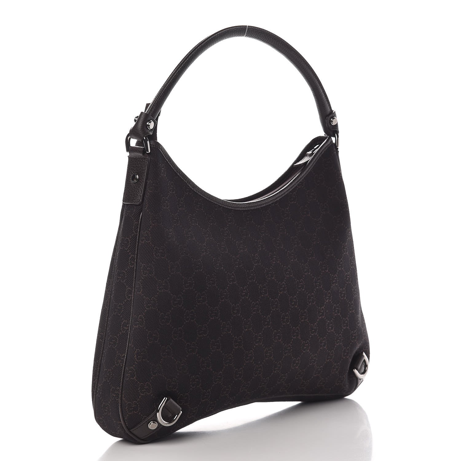 Gucci Denim Monogram Abbey D Ring Hobo Brown 3 of 10