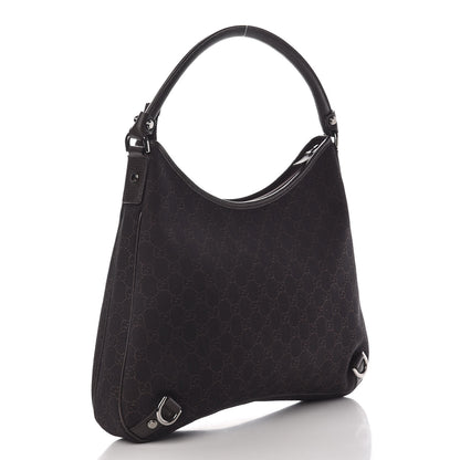 Gucci Denim Monogram Abbey D Ring Hobo Brown 3 of 10