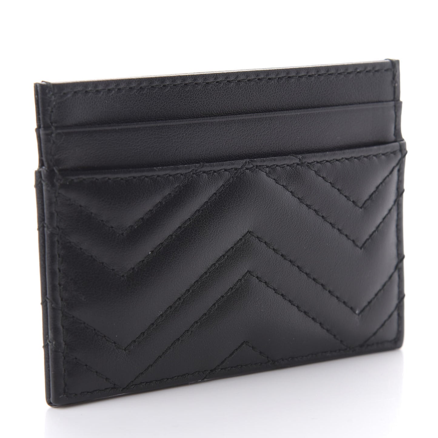 Calfskin Matelasse GG Marmont Card Holder Black