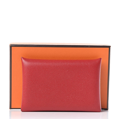 Hermes Epsom Calvi Card Case Rouge Casaque 13 of 13