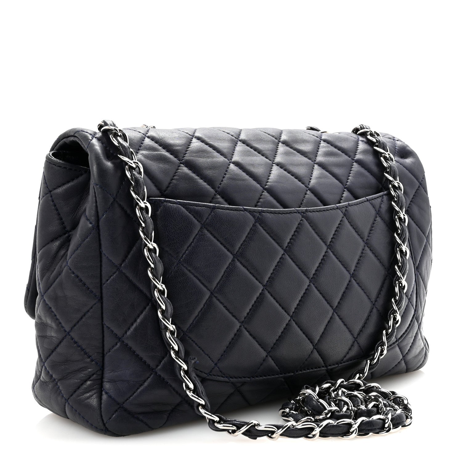 Chanel Lambskin Quilted Jumbo Single Flap Navy 3 of 10