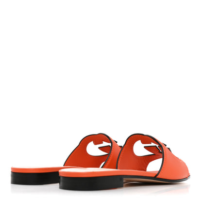 Gucci Cosmos Softy Calfskin Interlocking G Cut Out Slide Sandals 35.5 Deep Orange 5 of 8