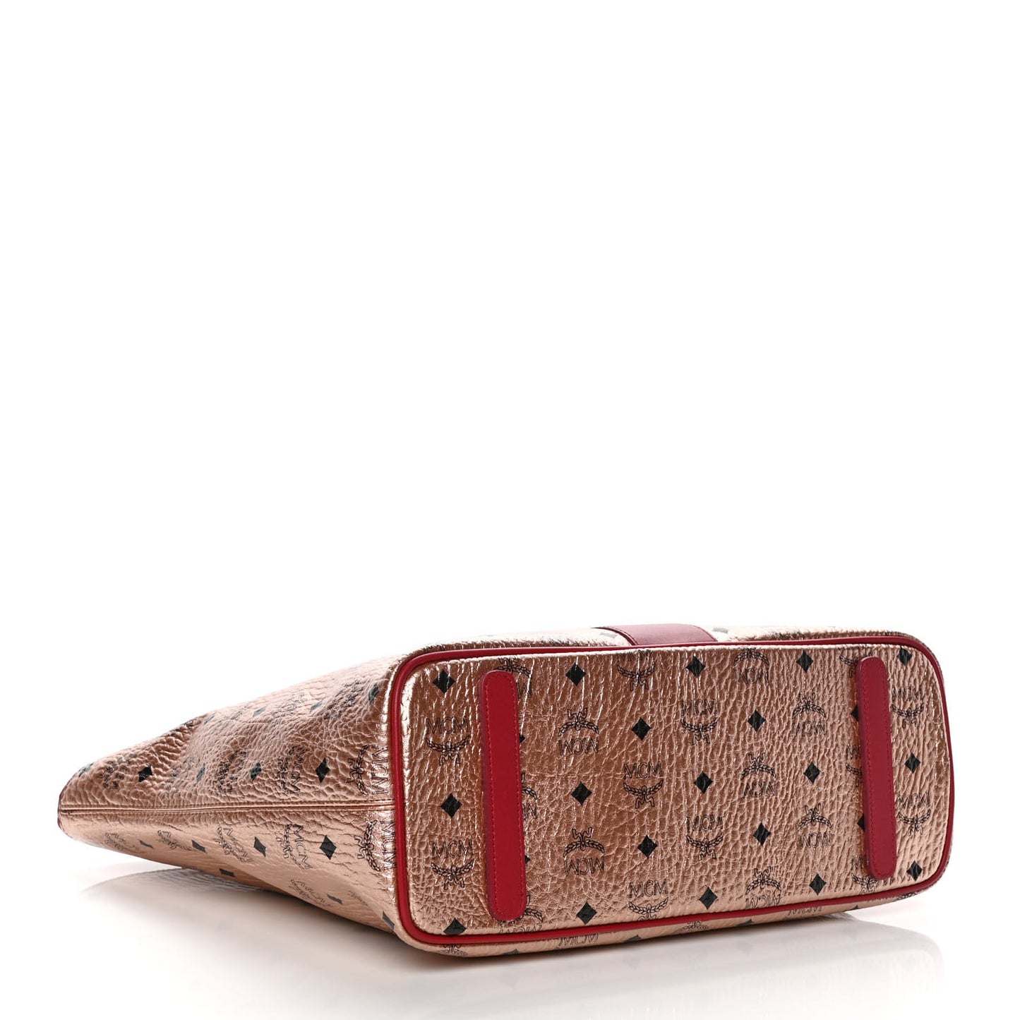Metallic Visetos Medium Anya Shopper Tote Champagne Gold Red