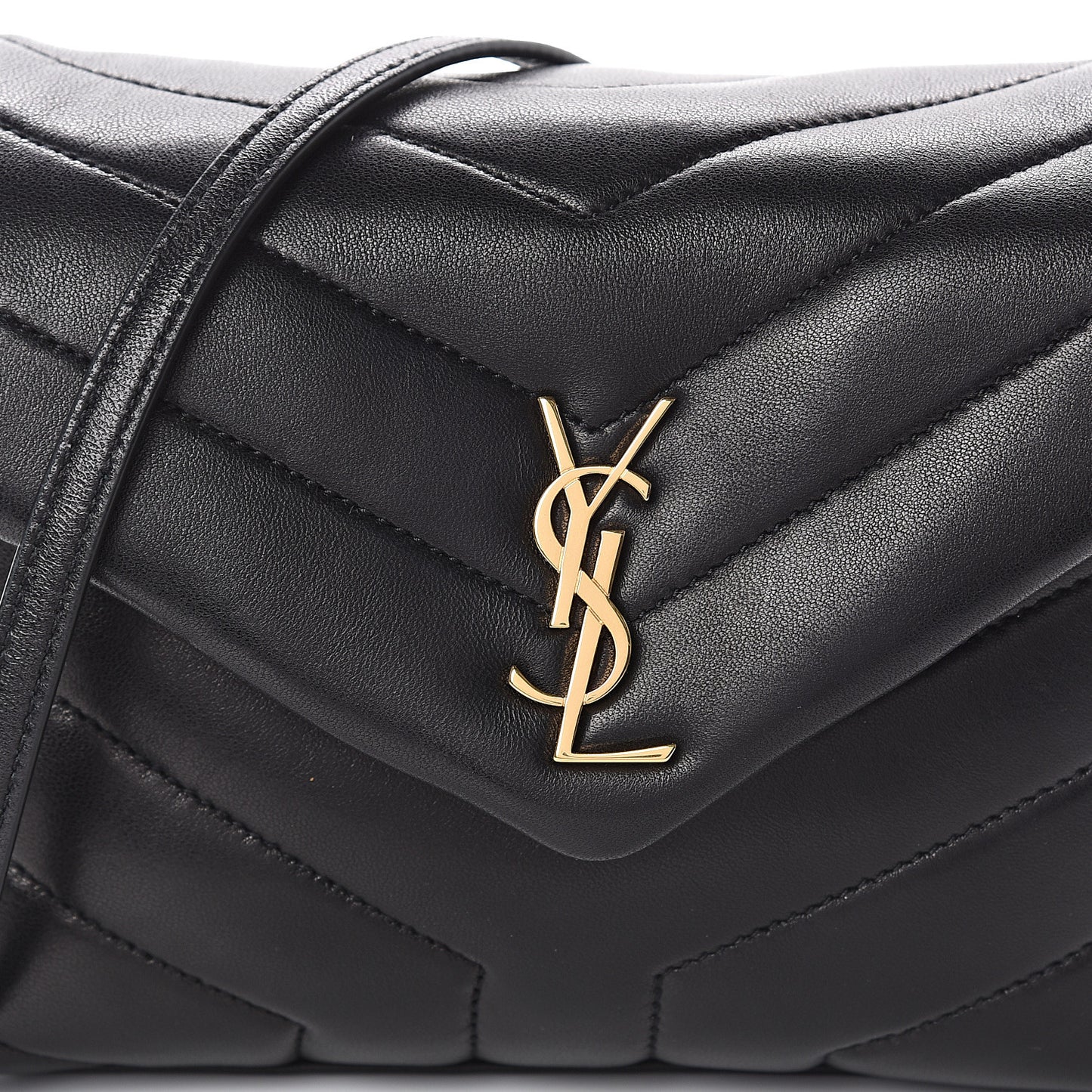 Calfskin Y Quilted Monogram Toy Loulou Crossbody Bag Black