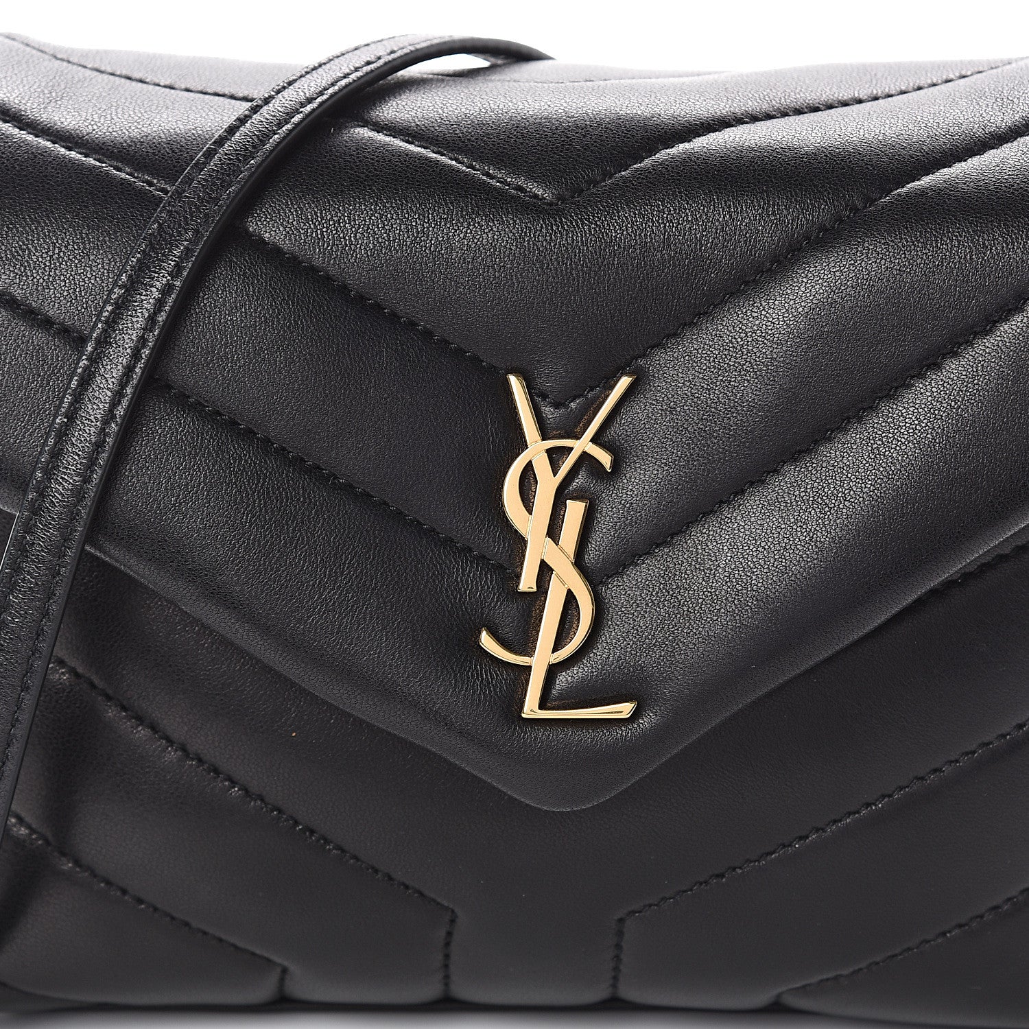 Saint Laurent Calfskin Y Quilted Monogram Toy Loulou Crossbody Bag Black 6 of 8